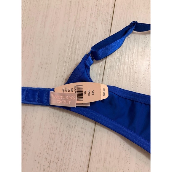 NWT Vintage Victoria's Secret Second Skin Satin Bra 34A Royal Blue - Picture 3 of 3